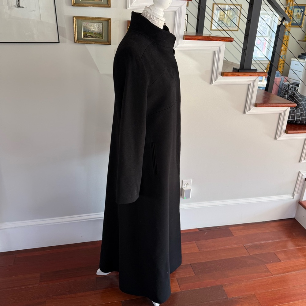 FLEURETTE by LORO PIANA Black Cashmere & Wool Long Coat Sz 8 - Picture 4 of 10